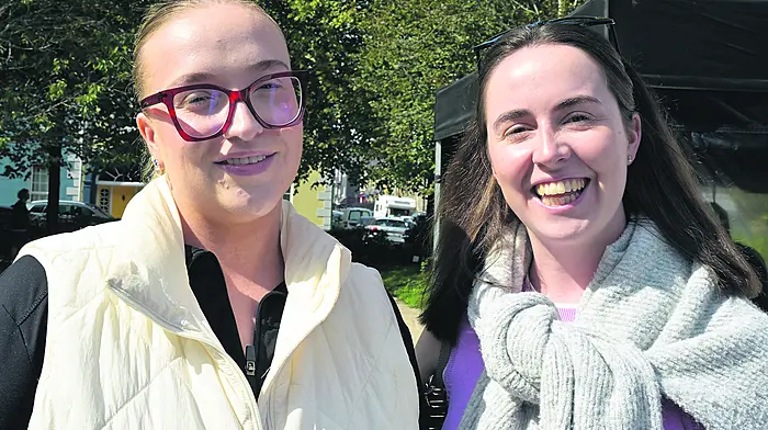 Jemima Crowley (left) from Greystones and her friend Lauren O'Sullivan from Adrigiole on a trip to Clonakilty.  (Photo: Martin Walsh)