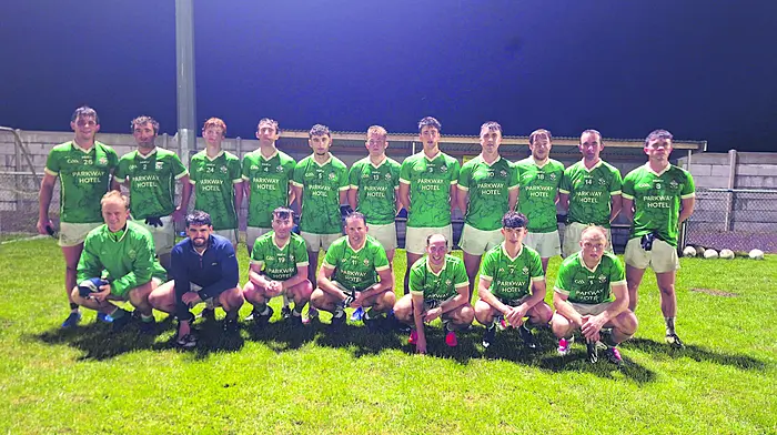 The Doheny junior B footballers who secured a convincing 1-13 to 1-06 victory over Gabriel Rangers in the Bandon Co-Op Carbery junior B football championship. Back: Aaron Mannix, Padraig O'Mahony, Niall Owens, Ronan White, Conor Vassallo, Padraig Hegarty, Mathew Hurley, Darragh Collins, Mike Kelly, Kevin Murphy and Josh Burke. Front: Podge Crowley, Andrew O'Sullivan, Gavin Dullea, Niall Hurley, Ray Jennings, Callum O' Regan and Dan McSweeney.