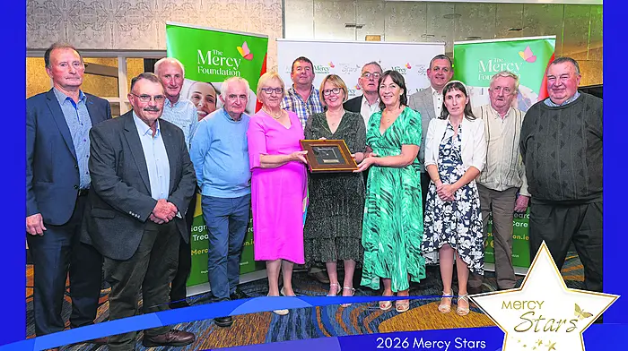 Innishannon Steam and Vintage Rally secretaries Mary Desmond and Siobhan Cullinane receiving a Mercy Star from Stephanie Kealy of the Mercy Foundation Board of Directors.  Photo courtesy of  Louise O'Brien.