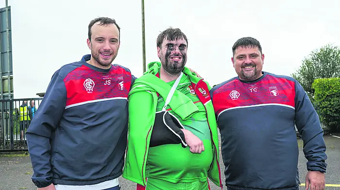 Jacob Sullivan, Belast Tornadoes; Richie Philpott, Sundays Well; and Tommy Crawford, Belfast Tornadoes at Kinsale Rugby Club for the All-Ireland Mixed Ability tournament. (Photo: John Allen)