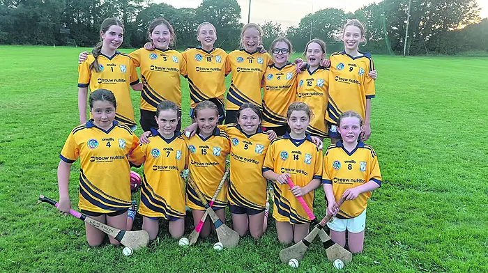 St Patrick's camogie club put in a fine performance against Erin’s Own last Friday in Enniskeane.  Back: Ella McCarthy, Aida Berry, Sophia Lupton,  Emma Twomey,  Cadhla O'Regan,  Moira Barry and Aoife Barrett. Front:  Laura O'Donovan,  Saoirse Ward, Emily Collins,  Evie Keane, Linsey Ryan and Àine Lynch.
