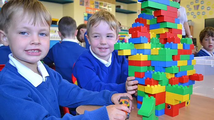 Fionn McCarthy and Noah Whooley who started in Junior Infants class at Castletownshend National School. Photo; Anne Minihane.