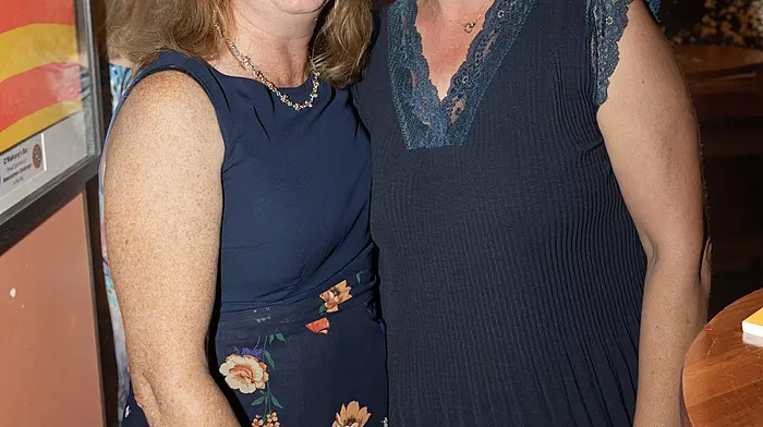 Pictured at O Mahony’s Bar Newcestown for the reunion of the classes who started Newcestown N.S. school in the years of 1976, 77, 78, 79, and 1980 are Niamh O Driscoll & Yvonne Kelly  Pic Donie Hurley