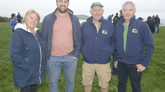 Betty, Alan and Barry O'Sullivan from Coppeen with Sean Kelleher from ABP at the Diary Beef 500 farm walk which was held recently at the farm of James O’Sullivan, Myross, Union Hall.   (Photo: Denis Boyle)
