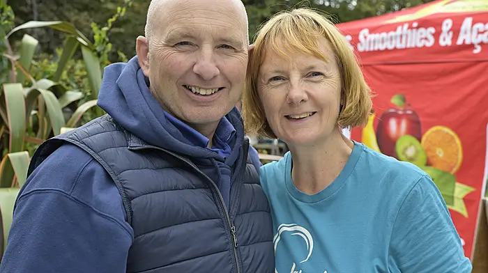 Rev Kingsley Sutton and his wife Daphne at his stall at the Friday market in Kennedy Gardens, Clonakilty.   (Photo: Martin Walsh)