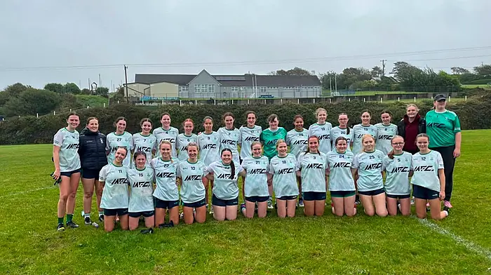 The Ilen Rovers junior ladies who have qualified for the county championship semi-final having won three out of three of their games. Back: Maebh Collins, Aisling Whooley, Maria Connolly, Saorla Carey, Sarah Connolly, Anna Hurley, Leah Carey, Anna Collins, Saoirse Harte Leonard, Siobhan Hickey, Tiana Crosby, Mary Bushe, Meg Walsh, Michelle Collins, Alice Bushe, Aoife O'Driscoll and Sanne Connolly. Front: Emma Hurley, Kate Carey, Keelin Murphy, Eimear Carey, Diana Rose Coakley, Ava Murphy, Lucy O'Driscoll, Daisy Griffiths, Tara Duggan, Alannah O'Driscoll, Mia Crowley and Claire Collins.