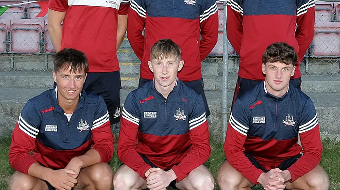 West Cork members of the All-Ireland winning Cork minor football team who attended the function in Clonakilty GAA Complex. Front from left, Kevin O'Donovan (O'Donovan Rossa); Fionn O'Donovan (Clonakilty) and Tom Whooley (Clonakilty). Back from left, Riley O'Donovan (Barryroe); Conrad Murphy (Barryroe) and Rory Twohig (Kilmeen). (Photo: Pady Feen)