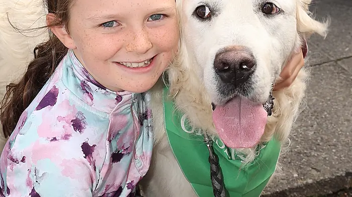 Pictured at the sponsored walk organised by Glasslyn Vet Clinic in Bandon for doggies and their owners in aid of the C.S.P.C.A. is Lucy Ann Healy and Bailey pic Donie Hurley