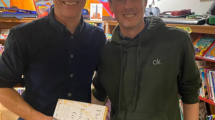 Naturalist and documentary presenter Eoin Warner, with Muiris O'Keeffe, at the launch of Eoin’s memoir 'Through the Long Grass' which was held last Saturday at Bantry Library before a large attendance. The book was launched by Jen Coppinger from Kealkill, head of producing at the Abbey Theatre, Dublin.
