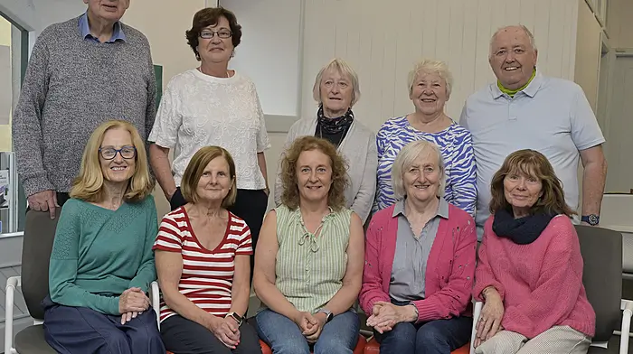 Locals at Clonakilty Library for their fortnightly Ciorcal Comhrá were (seated, from left): Dee Brougham, Mary Crowley, Lisa McCarthy, Eileen Hurley and Margaret O'Dwyer. Standing: Michael Patwell, Kathleen O'Mahony, Eleanor O'Regan, Maureen O'Donovan, and Sean Ó hEachthigheirn.  (Photo: Martin Walsh)