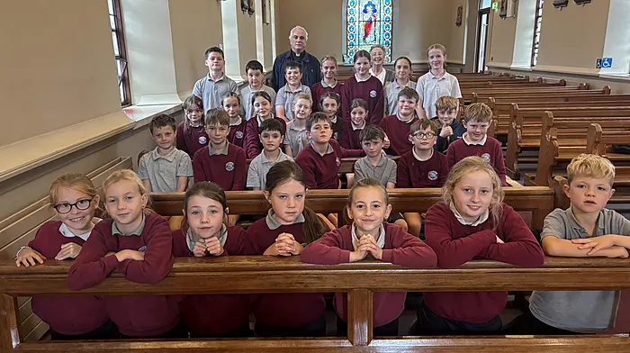 Thirty altar servers from Rath NS, including 13 new recruits, had a training with Fr Kevin O’Regan and Siobhan O’Brien recently in Sacred Heart Church, Rath. Anna and Christopher will serve at mass on Sherkin Island while the other 28 will serve in Rath.