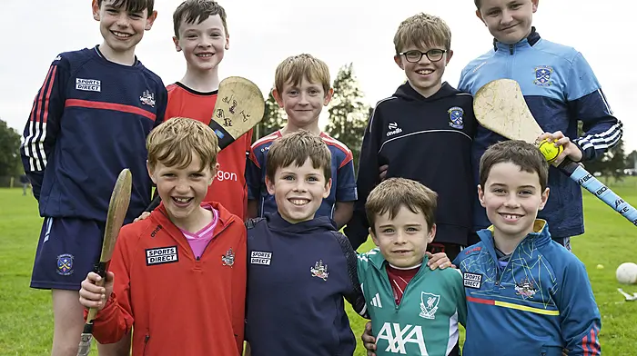 Young Barryroe fans were all smiles after their team qualified for the Co-op Superstores premier junior hurling championship semi-final following their victory over Cloughduv in Ennsikeane last Saturday afternoon.  (Photo: Martin Walsh)