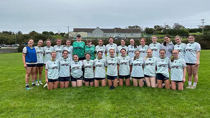 The Ilen Rovers junior ladies who won over Donoughmore in the county semi-final last Sunday. Back: Aisling Whooley, Emma Hurley, Alice Bushe, Daisy Griffiths, Saorla Carey, Sanne Connolly, Siobhán Hickey, Leah Carey, Sarah Connolly, Michelle Collins, Meg Walshe, Anna Hurley, Mary Bushe, Anna Collins, Lucy O'Driscoll and Tara Duggan. Front: Eimear Carey, Saoirse Harte Leonard, Diane Rose Coakley, Kate Carey, Maria Connolly, Keelin Murphy, Méabh Collins, Ava Murphy, Alannah O'Driscoll, Claire Collins and Mia Crowley.