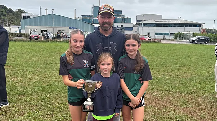 Togher Celtic U14 girls team coach Jackie Buston with daughters Faye, Robin and Sophie.