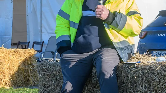 Richard Hinchion keeping the crowd informed on the day at the Macroom annual ploughing match. (Photo: David Patterson)