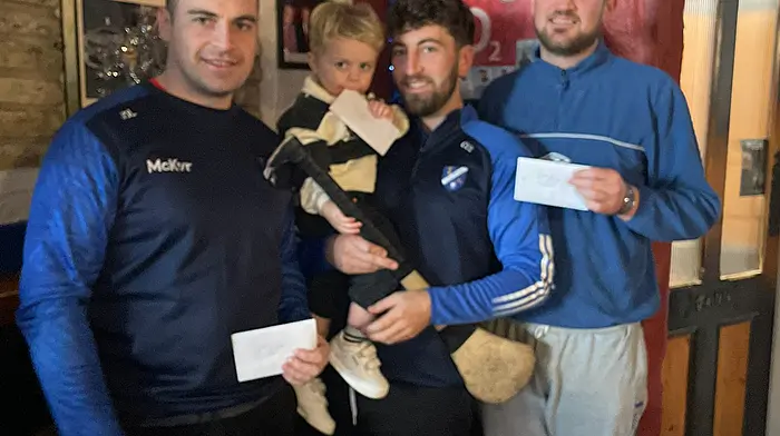 The adult winning team in the inaugural Bantry Blues Poc Fada event comprised Seanie O’Leary, Connie O’Leary and Jimmy O’Leary.