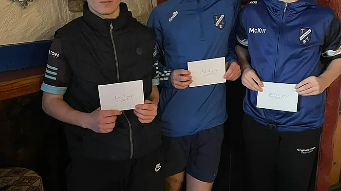 The winning U16 team in the Poc Fada comprised Eoin McCarthy, Killian O’Sullivan and Shane Cronin.