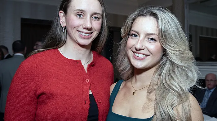 Enjoying the night were rugby star Abbie Salter-Townshend (right), a monthly award winner in 2025, with Clare Gorman. (Photo: Martin Walsh)