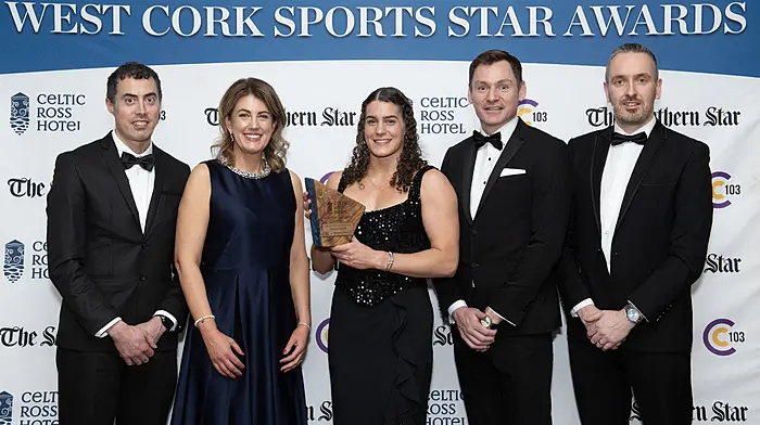 Nicola Tuthill with, from left; PJ McNamara (C103); Helen Wycherley (Celtic Ross Hotel); David Gillick (special guest) and Kieran McCarthy (The Southern Star). (Photo: Martin Walsh)