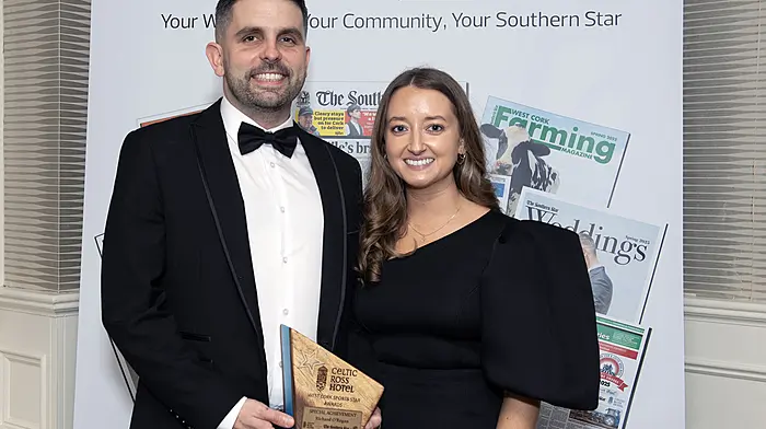 Special Achievement Award winner Richard O'Regan (Bandon AFC) and Kate Murphy enjoying the West Cork Sports Star Awards. (Photo: Martin Walsh)