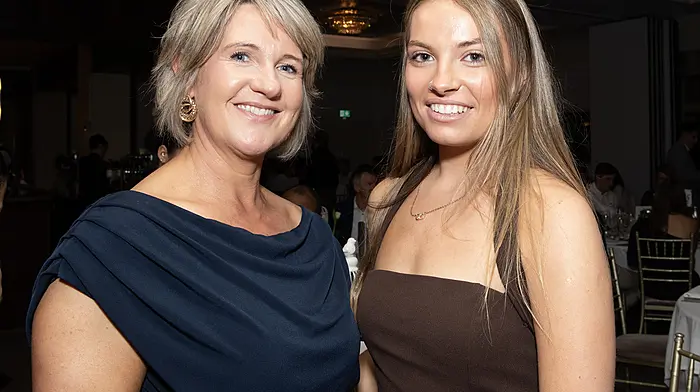 Enjoiyng the West Cork Sports Star of the Year Gala Banquet were (left to right): Yvonne Cullinane, Bandon and Caoimhe Buckley, Barryroe. (Photo: Martin Walsh)