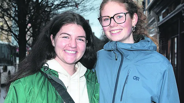 Isabella Beckler (left) from Glandore and her friend Maisie Strong, who travelled from London met up in Clonakilty.  (Photo: Martin Walsh)