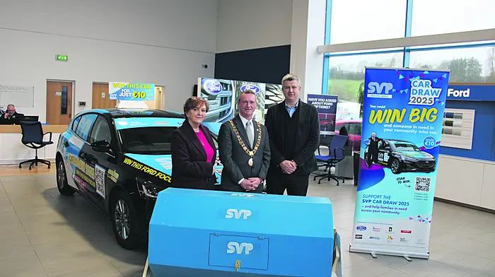 Mary Frances Behan (president, SVP south-west region), Lord Mayor of Cork, Cllr Fergal Dennehy and John Nolan of Cork City Ford at the recent SVP car draw.