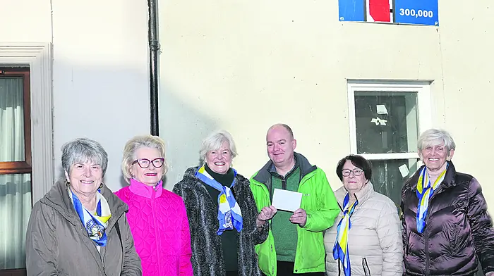 Pictured outside St. Michael's Centre, Bandon,  are members of Bandon's Soroptimists who are presenting Rodger Pearson with a donation towards the Refurbishment of the Main Building from money they raised with a Bridge drive. from left Teresa McCarthy, Hilary Spillane, Joan Sutton, Club President Rodger Pearson, from  the Friends of St Michaels, Margaret Brien and Ina Neville    