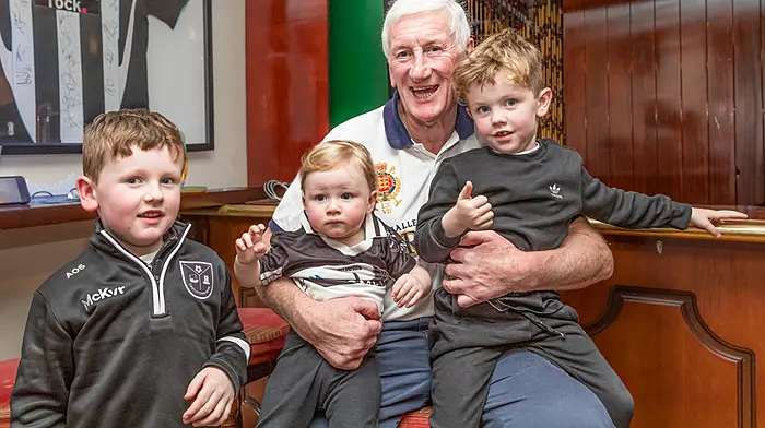 Aindrias O’Sullivan with his cousin Fionn Doyle, grandad Oli O’Sullivan and Aodhan  O’Sullivan.   (Photo: Anne Marie Cronin)
