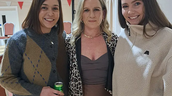 Attending the Courcey Rovers goes to Hollywood event at the Ballinadee Hall last Saturday were Shirley Moloney (past player, mentor and radio pundit), Karen Keohane (captain, Courcey Rovers senior A side that won a coveted senior A title) and Saorise McCarthy (Cork camogie player and All-Star 2025) at the event held by Courcey Rovers last Saturday.