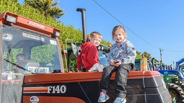 John (7) and Molly (5) Quinlan (Canovee, Carrigadrohid) enjoying their chips at the Newcestown tractor run which took place in glorious sunshine with more than 100 tractors and a big crowd of spectators in attendance. Proceeds of the run will go to Newcestown Film Awards Father Ted Team.   (Photo: David Patterson)