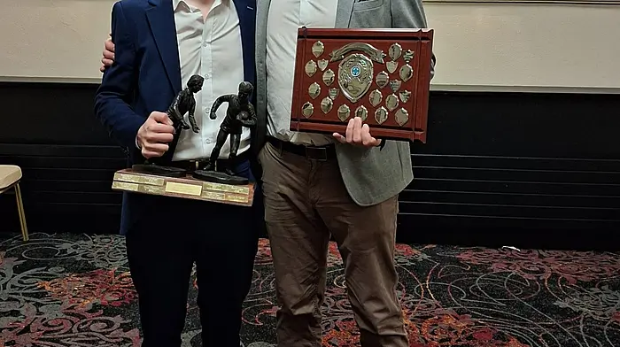 Jack McCarthy, Player of the Year, and Daniel O'Donovan, club Person of the Year, at the recent Doheny GAA social which was held at the Parkway Hotel. Photo courtesy of Noel M photography.