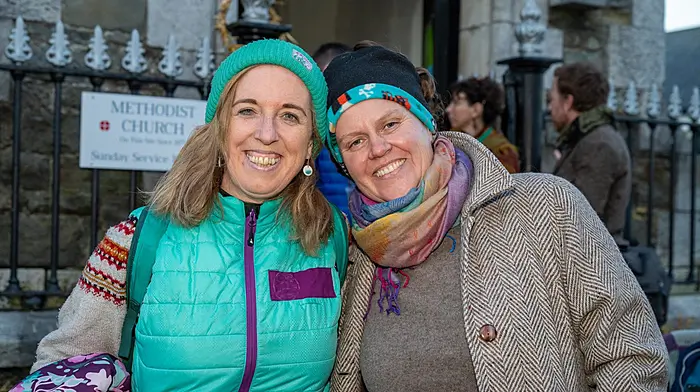 Fiona Walsh and Suzanne DeBruin at a céilí which was held in aid of the Kinsale Gaelscoil on St Brigid’s Day.  (Photo: John Allen)