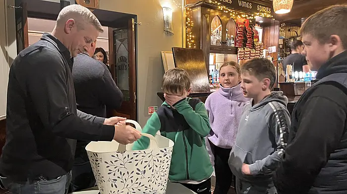 Pupils from Castletownshend National School getting into the spirit of the festivities at the school’s quiz night which was recently at Annie May’s Bar.