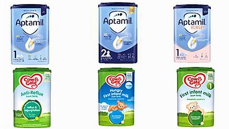 Danone issue recall on batches of Aptamil and Cow & Gate infant formula and follow-on formula Image