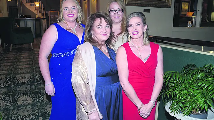 Stella and Jackie McGrath with Kinga Toma and Lily Ildillo Slabo at the Carbery Hunt Ball at Fernhill House Hotel. (Photo: Denis Boyle)