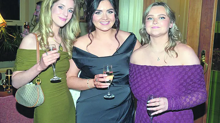 Laura Feighery from Offaly with Zara Staunton Noonan, Cobh and Orla Moore, Castletownkennigh at the Carbery Hunt Ball. (Photo: Denis Boyle)