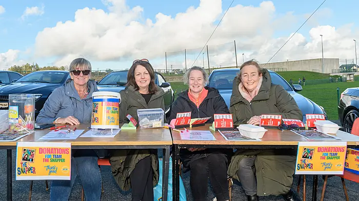 Kay Collins, Elma Barry, Mairead Barry and Coirla Desmond (all Newcestown) busy selling raffle tickets at the Newcestown car show which took place in glorious sunshine with a big turnout of participants and spectators in attendance. Proceeds of the run will go to Newcestown Film Awards, The Snapper Team.  (Photo: David Patterson)
