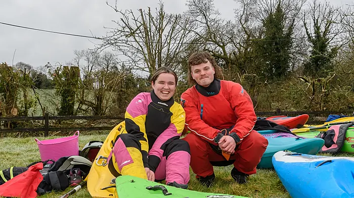 Orlagh O'Regan, Kinsale, with Oisín Donoghue, Tullamore, at the Cork Fest kayaking. (Photo: David Patterson)