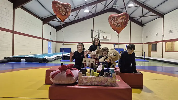 The parents of the disability inclusion class recently held a fundraiser based on the national lottery bonus ball, which raised €470 to help with the running costs of the class, which is offered for free and welcomes children with physical disabilities, intellectual disabilities and additional needs. Classes take place in Goleen Community Centre every Tuesday from 5pm to 6pm. Included in the photo are participants with the winning hamper before it heads off to its new home.