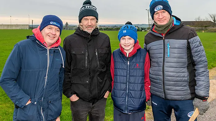 The First Wives Club organised a 'Walk of Love' which took place on Valentine’s Day in aid of the Newcestown Film Awards. Participants had the choice of walking 3k or 5k around the GAA pitch, with many opting for the longer distance. Taking part in the event were Seán Dineen,  Barry Buckley, Tommy Buckley and Eoin Verling, all from Newcestown.   (Photo: Andy Gibson)