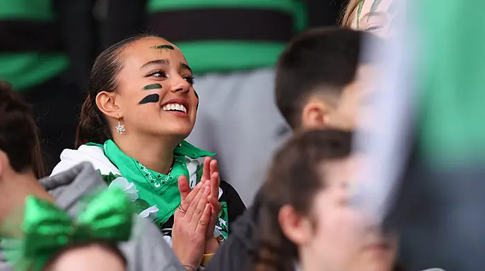 Bandon fans during the Pinergy Munster Schools Senior Cup semi-final at Virgin Media Park. (Photo: INPHO/Tom O’Hanlon)