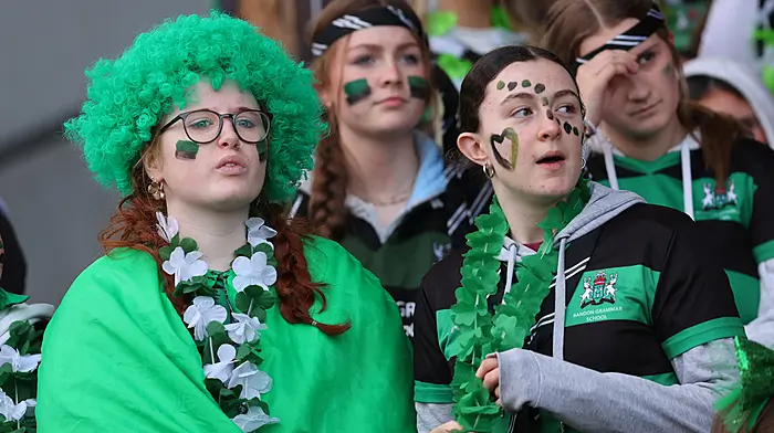 Bandon Grammar fans during the Pinergy Munster Schools Junior Cup Quarter-Final at Virgin Media Park. (Photo: INPHO/Tom O’Hanlon)