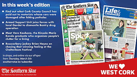 THE SOUTHERN STAR IS IN STORES NOW: Armed Support Unit joins forces with local Gardaí to dismantle Bantry drug operation; Meet the Kinsale Marie Kondo graduate; Brian Hayes is chasing that winning feeling at Cheltenham Image