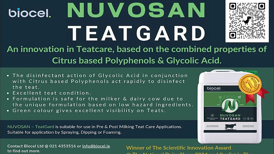 Biocel’s NUVOSAN TeatGard: The Award-Winning Future of Sustainable Dairy Hygiene Image