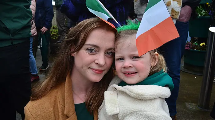 Union Hall ladies Laura and Lilah Glanton at the St. Patrick's Day Parade in Skibbereen. Photo; Anne Minihane.