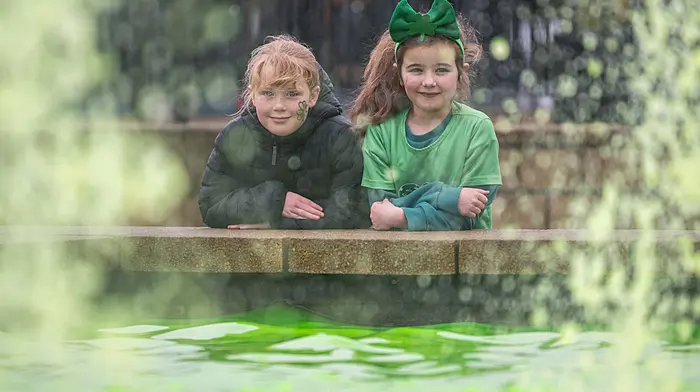 Esmé La Haye and Chloe Du Plessis, both from Glengarriff, enjoying the St Patrick’s Day parade in Bantry.   (Photo: Andy Gibson)