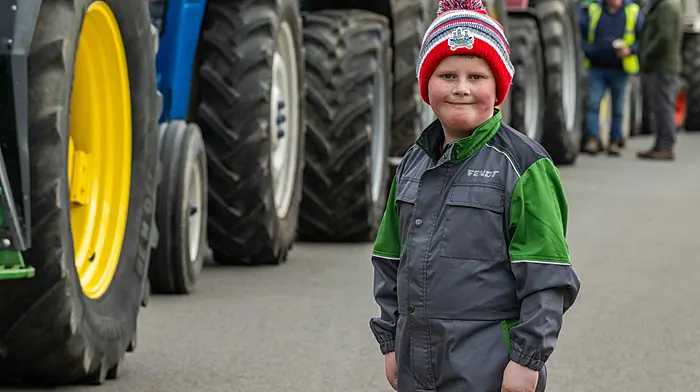 Fendt tractor fan Conor Timoney from Ahiohill at the Ahiohill Vintage Club’s charity tractor, truck, car and motorbike run which was held in aid of West Cork Rapid Response.  (Photo: Andy Gibson)