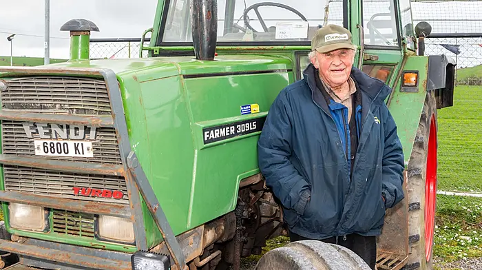 Dan Joe O'Driscoll from Bandon took part in the Ahiohill Vintage Club’s charity tractor run in a rare 1985 Fendt 309LS tractor.  (Photo: Andy Gibson)