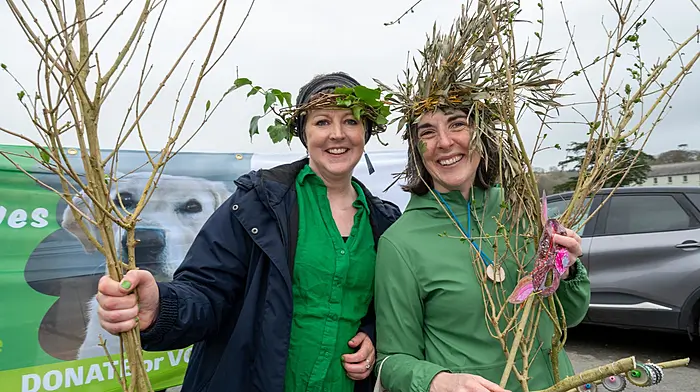 Grace and Miriam O’Shea marching with Kinsale Forest at the annual Kinsale St Patrick Day parade.  (Photo: John Allen)